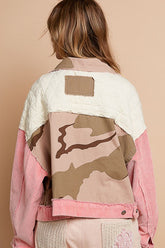 POL Corduroy Jacquard Patchwork Button Up Jacket OutfitFlow